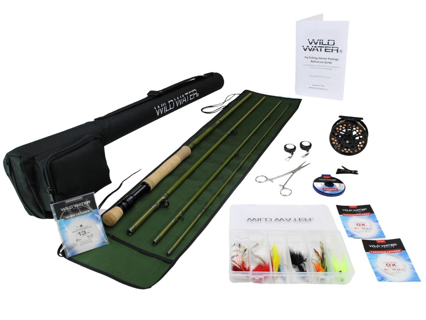 Wild Water Fly Fishing Kit with Fiberglass Rod 9 ft, 4-Piece, 8 wt Rod