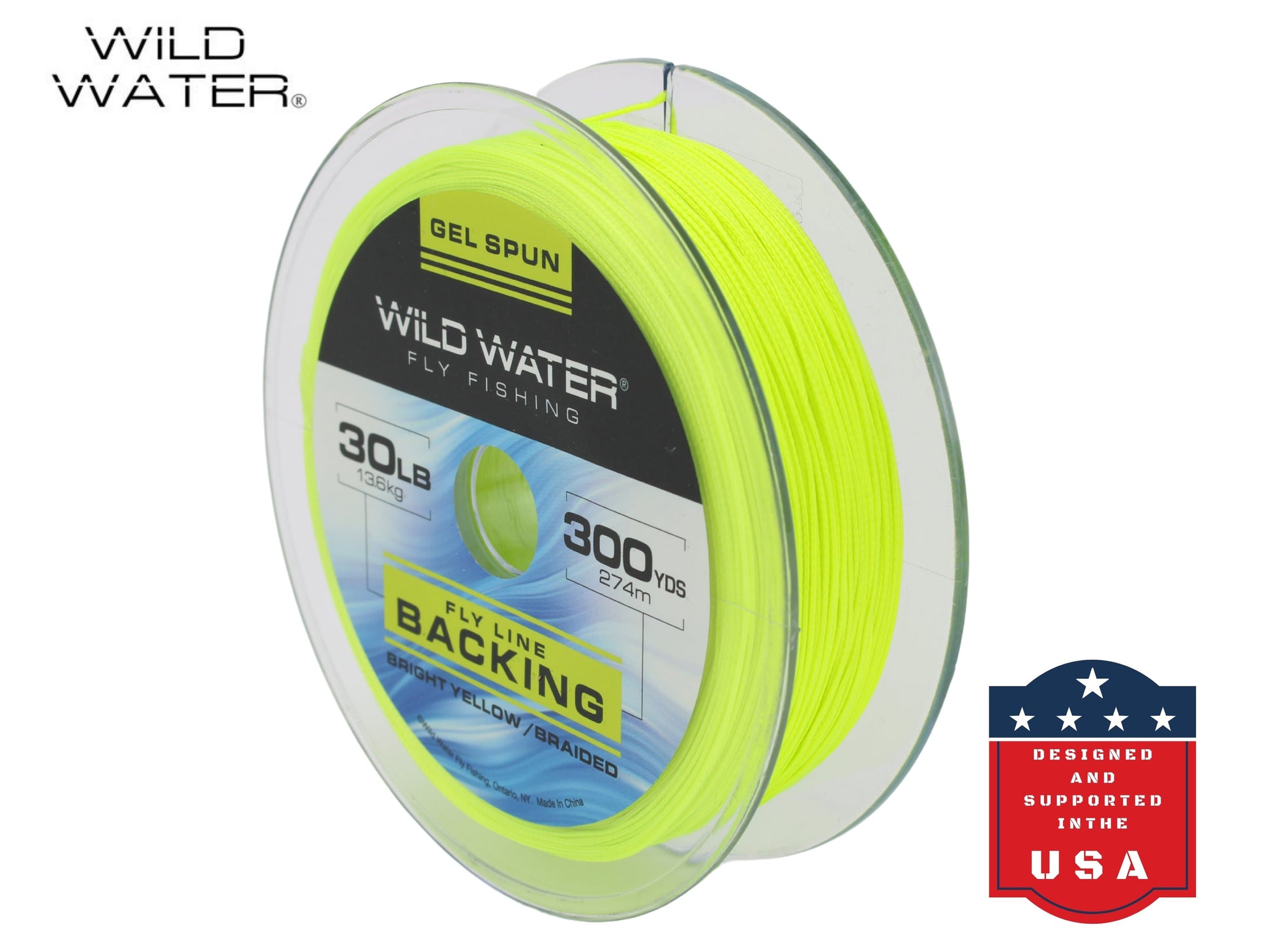 Wild Water Fly Fishing Braided Gel Spun Backing Spool, 30# 300 yards, Bright Yellow-Goodwynn'sGoodwynn's