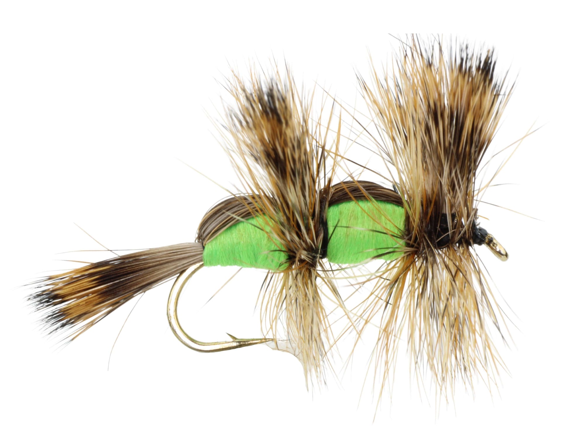 Wild Water Fly Fishing Green Double Humpy, Size 10, Qty. 6-Goodwynn'sGoodwynn's