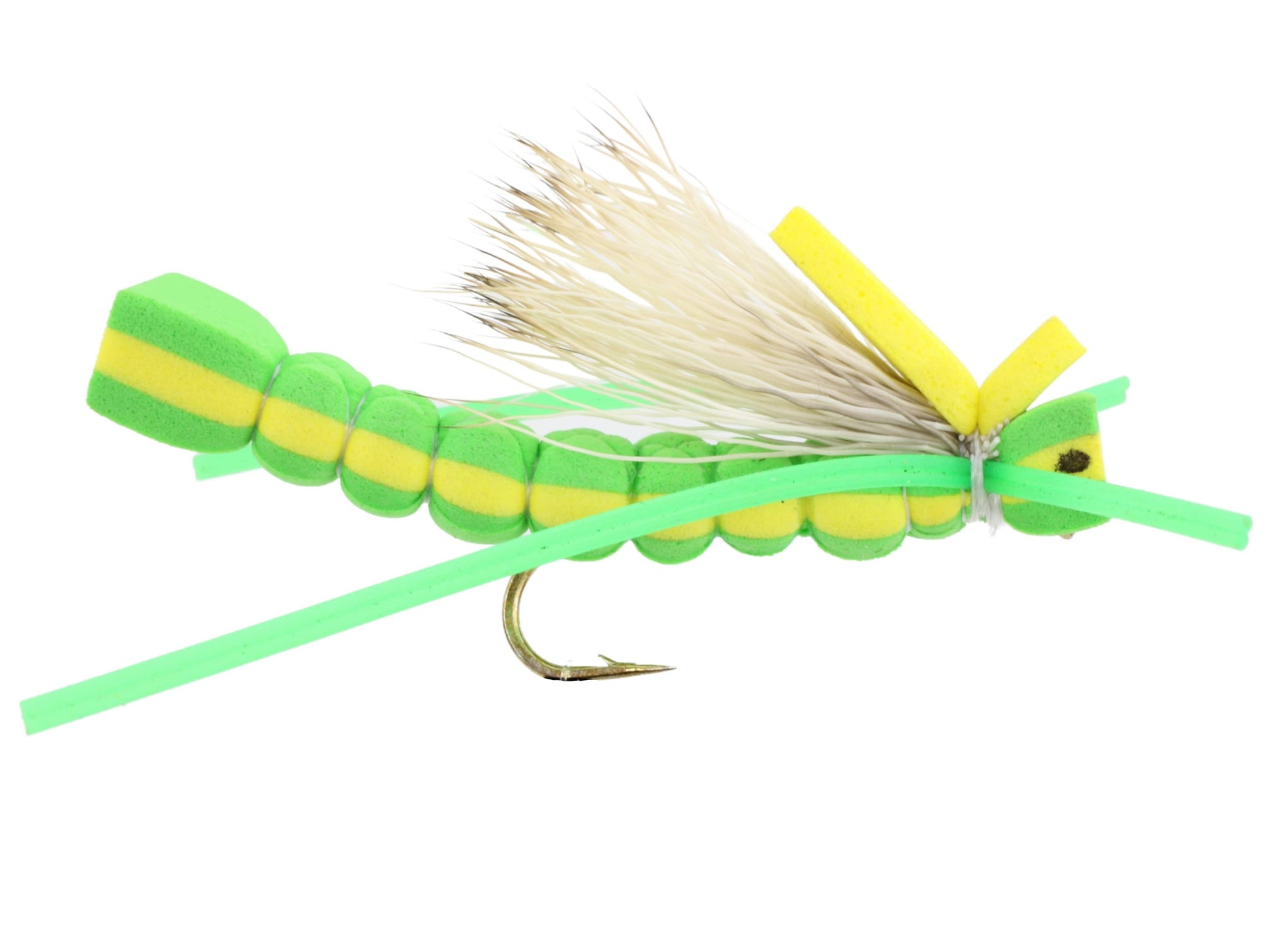 Wild Water Fly Fishing Foam Green Grasshopper, Size 8, Qty. 6-Goodwynn'sGoodwynn's