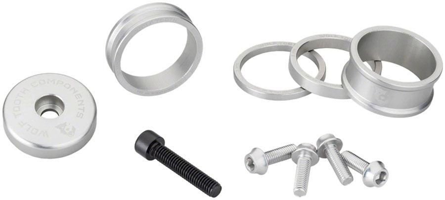 Wolf Tooth Headset BlingKit - 3 510 15mm Spacers Top cap Integrated 5mm Spacer Raw Silver-Goodwynn'sGoodwynn's