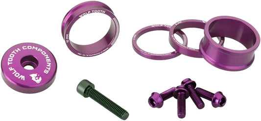Wolf Tooth Headset BlingKit - 3 5 10 15mm Spacers Top cap Integrated 5mm Spacer Ultraviolet Purple-Goodwynn's