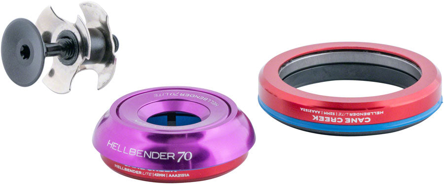 Cane Creek Hellbender 70 Lite Headset - IS42/28.6/H9 Upper | IS52/40 Lower Tapered Purple-Goodwynn&#39;sGoodwynn&#39;s