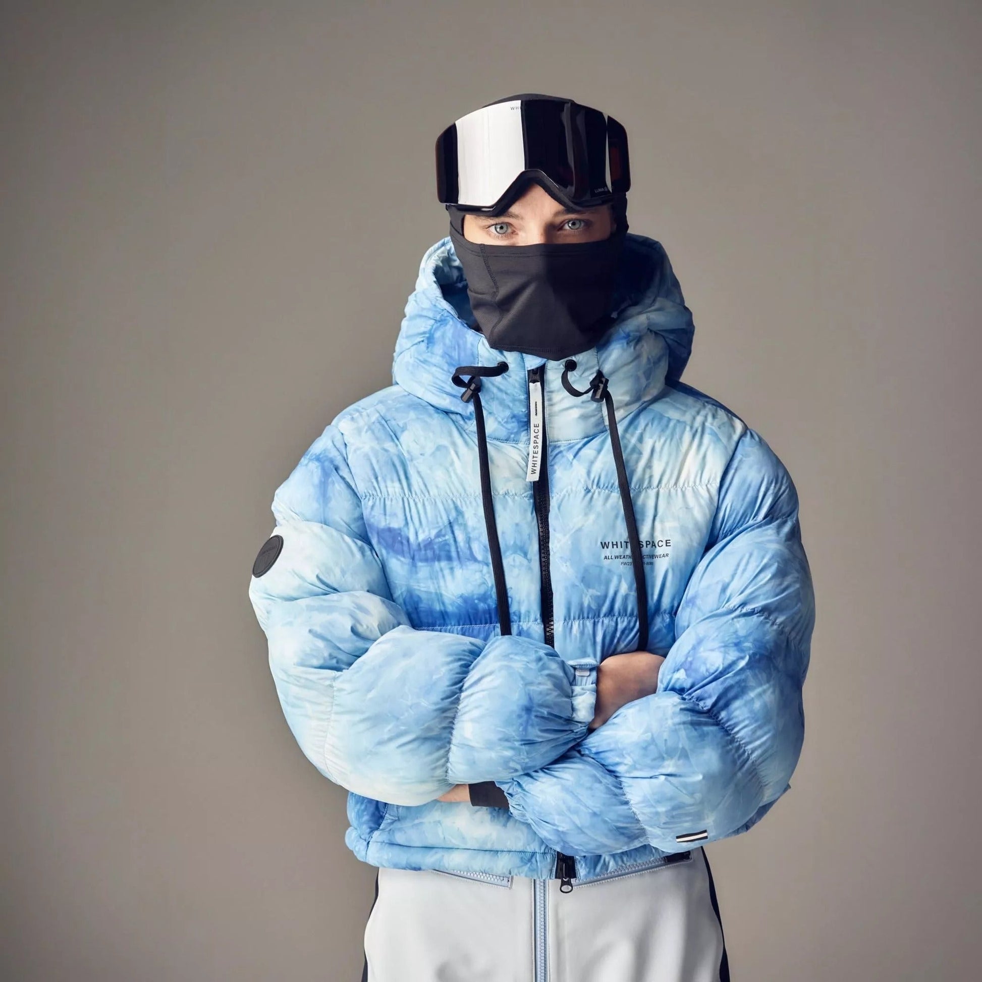 Cropped Puffer Jacket - Sky Blue Tie Dye-Goodwynn'sGoodwynn's