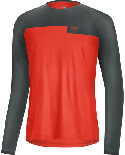 Gorewear Trail Long Sleeve Shirt - Fireball/Urban Grey Mens Small