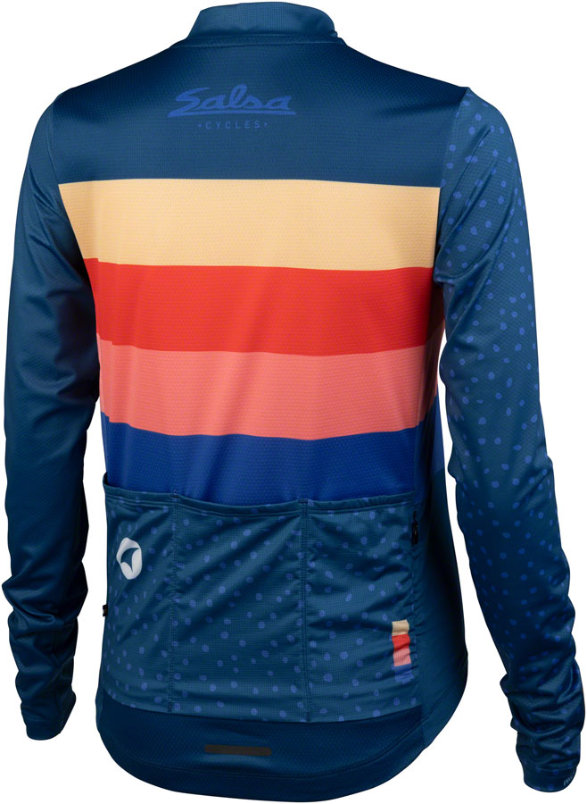 Salsa Team Polytone Womens Long Sleeve Jersey - Dark Blue w/ Stripes 2X-Large-Goodwynn'sGoodwynn's