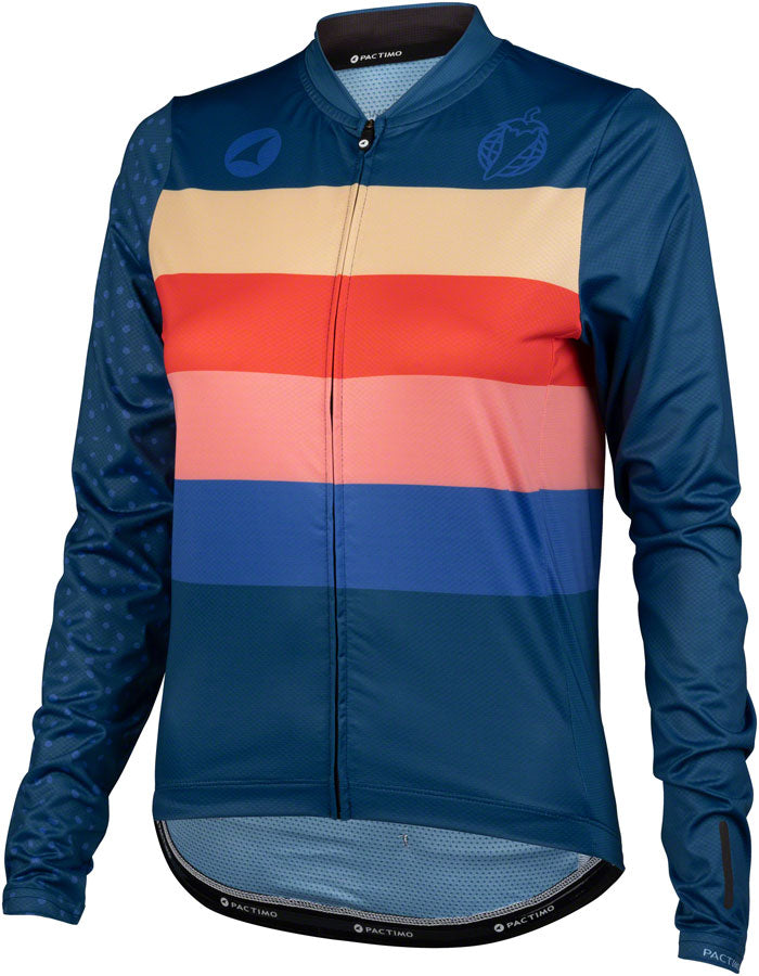 Salsa Team Polytone Womens Long Sleeve Jersey - Dark Blue w/ Stripes Small-Goodwynn'sGoodwynn's
