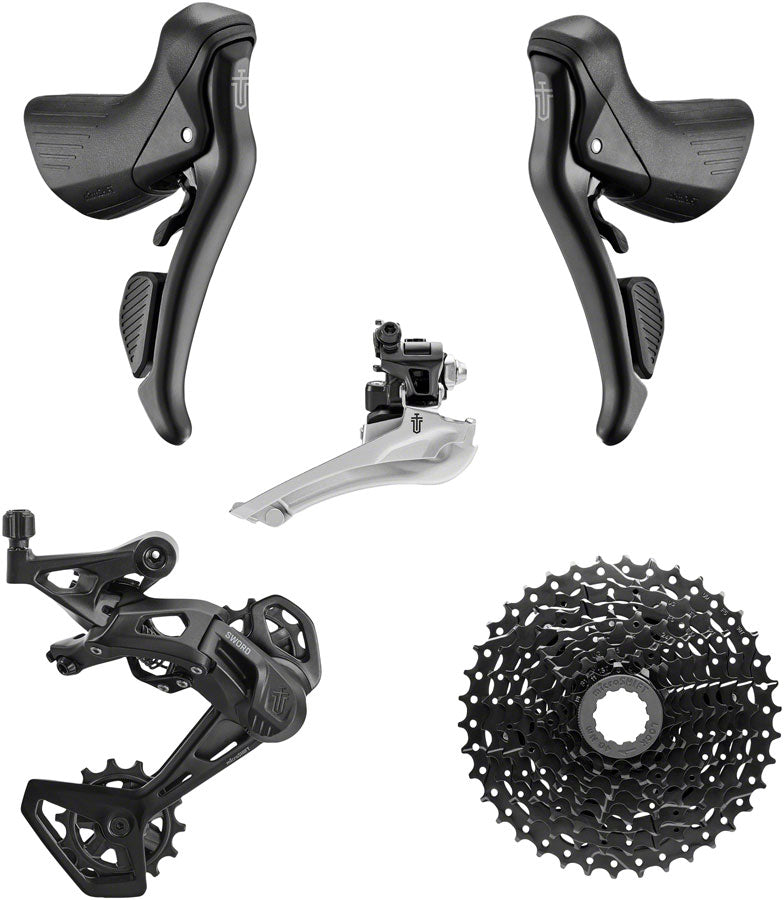 microSHIFT Sword BLK 2x9-Speed Groupset - Includes Brake/Shifters Front Derailler Braze-On Rear Derailleur Long Cage 11-38t Cassette-Goodwynn'sGoodwynn's