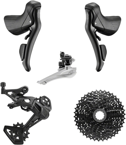 microSHIFT Sword BLK 2x9-Speed Groupset - Includes Brake/Shifters Front Derailler Braze-On Rear Derailleur Long Cage 11-38t Cassette-Goodwynn's