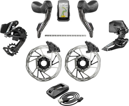 SRAM Force eTap AXS Road Groupset - 2x12-Speed HRD Shift/Brake Levers FM Calipers Rotors Chain F/R Derailleurs Hammerhead Karoo E1