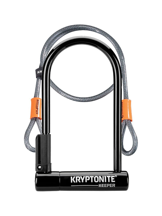 Kryptonite Keeper U-Lock - 4 x 8" Keyed Black Includes 4 cable and bracket-Goodwynn's
