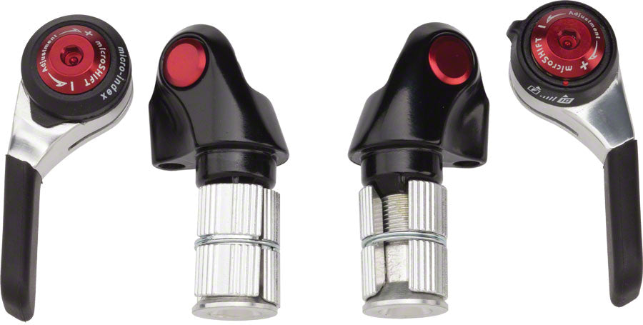 microSHIFT Bar End Shifter Set 10-Speed Road Double/Triple Shimano Compatible Silver-Goodwynn'sGoodwynn's