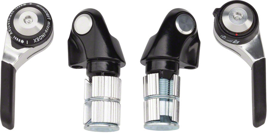 microSHIFT Bar End Shifter Set 9-Speed Road Double/Triple Shimano Compatible Silver-Goodwynn'sGoodwynn's