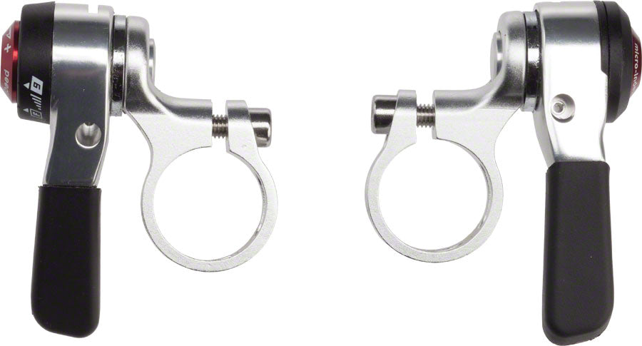 microSHIFT Thumb Shifter Set 9-Speed Double/Triple Shimano Compatible Silver-Goodwynn'sGoodwynn's