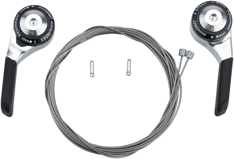 microSHIFT Down Tube Shifter Set 9-Speed Double/Triple Shimano Compatible Silver-Goodwynn'sGoodwynn's