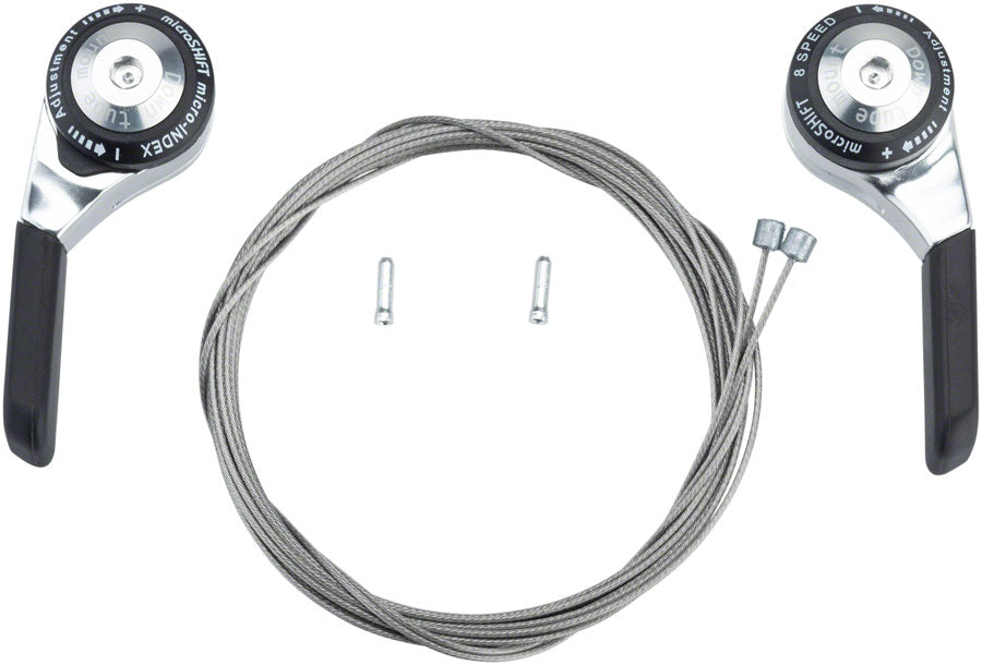microSHIFT Down Tube Shifter Set 8-Speed Double/Triple Shimano Compatible Silver-Goodwynn'sGoodwynn's