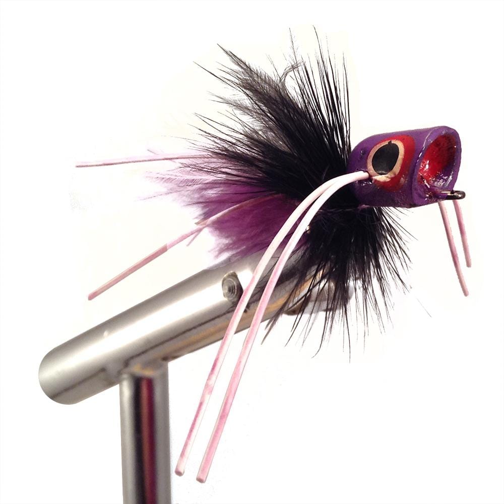 Wild Water Fly Fishing Purple and Black Concave Face Mini Panfish Popper, Size 8, Qty. 4-Goodwynn'sGoodwynn's