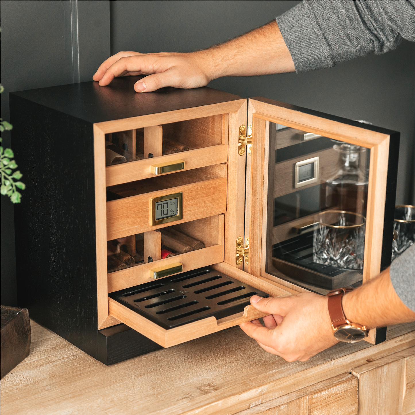Luca Humidor Cabinet - Black Ash