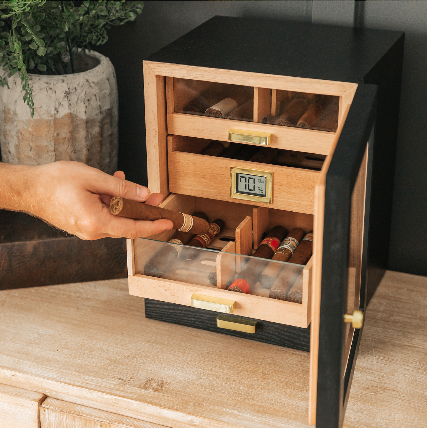 Luca Humidor Cabinet - Black Ash
