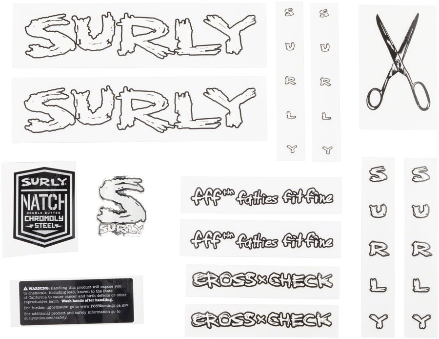 Surly Cross Check Frame Decal Set - White with Scissors-Goodwynn'sGoodwynn's