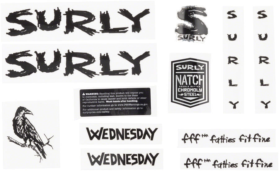 Surly Wednesday Frame Decal Set - Black with Crow-Goodwynn'sGoodwynn's