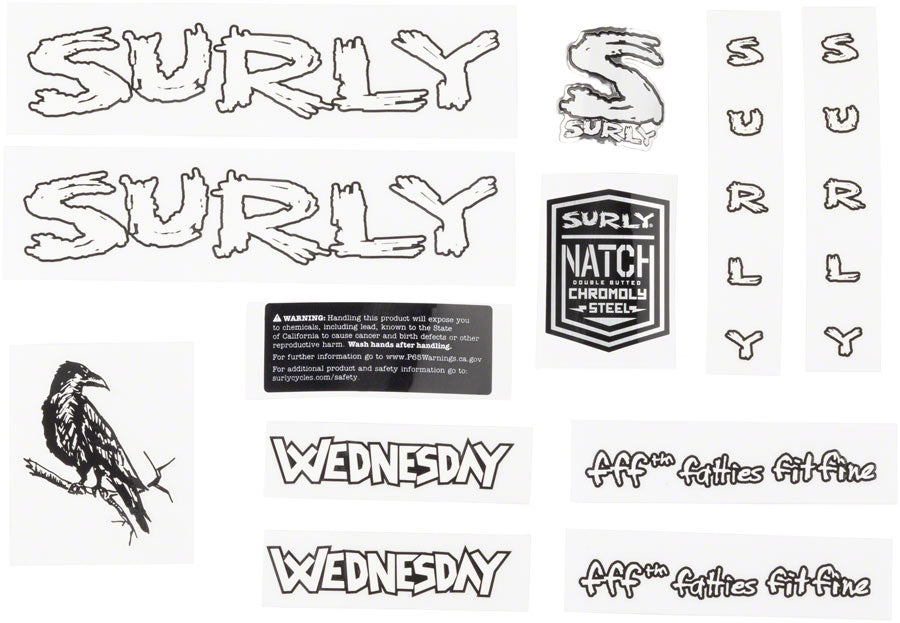 Surly Wednesday Frame Decal Set - White with Crow-Goodwynn'sGoodwynn's