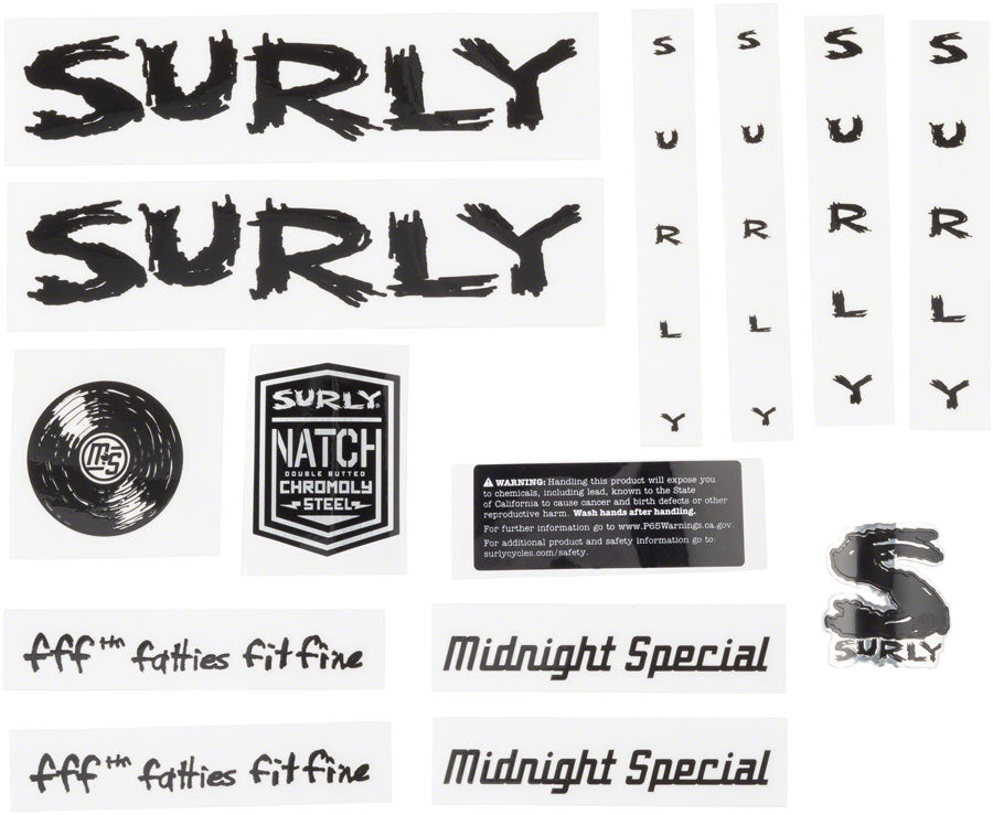 Surly Midnight Special Frame Decal Set - Black with Record-Goodwynn'sGoodwynn's