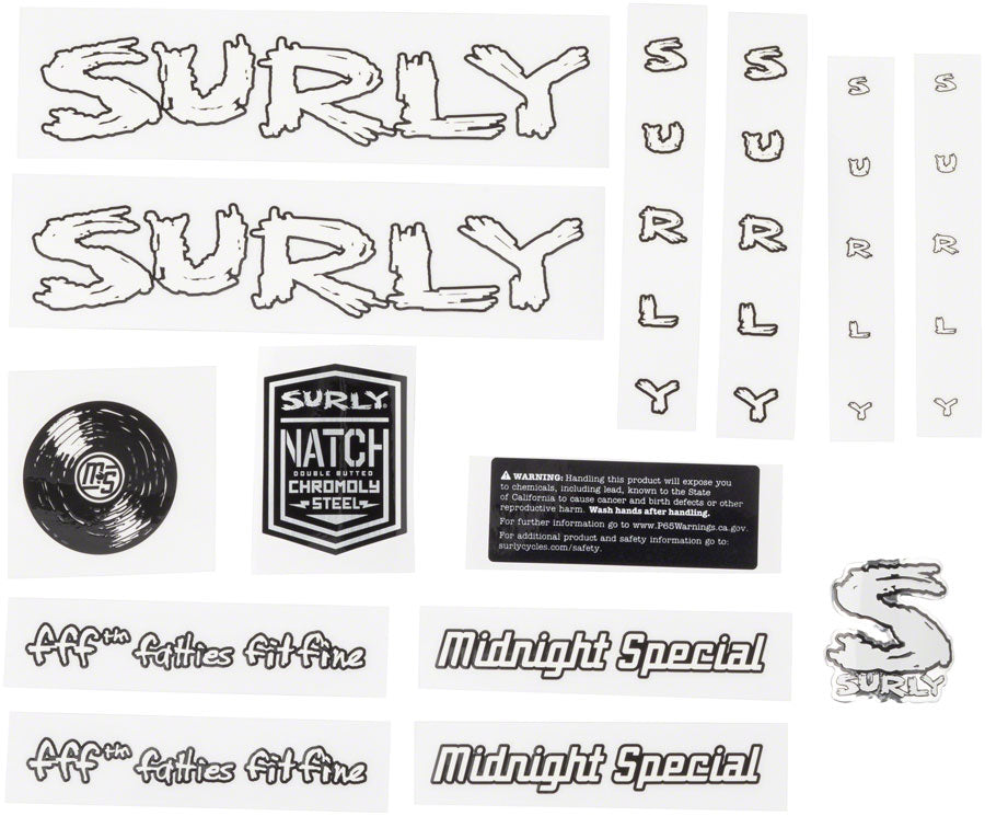 Surly Midnight Special Frame Decal Set - White with Record-Goodwynn'sGoodwynn's