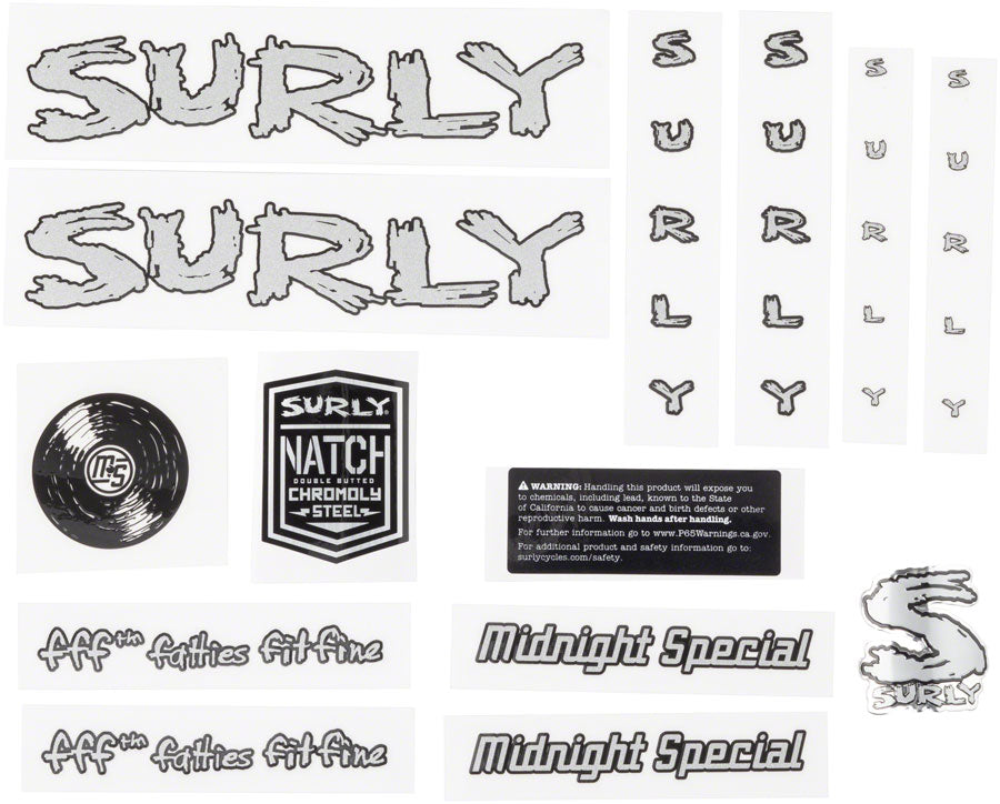 Surly Midnight Special Frame Decal Set - Silver-Goodwynn'sGoodwynn's