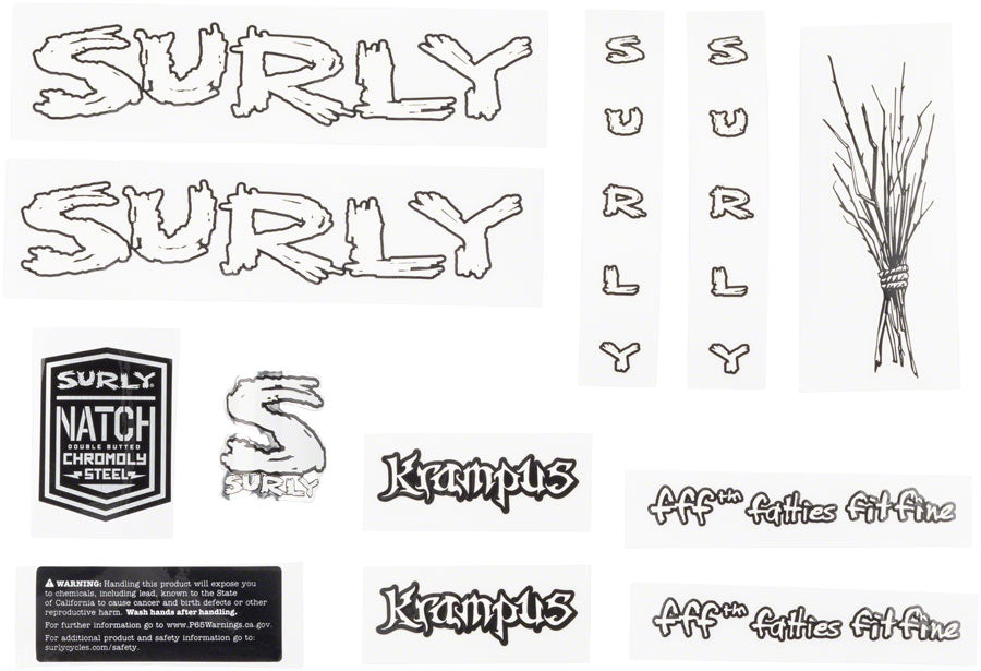 Surly Krampus Frame Decal Set - White with Sticks-Goodwynn'sGoodwynn's