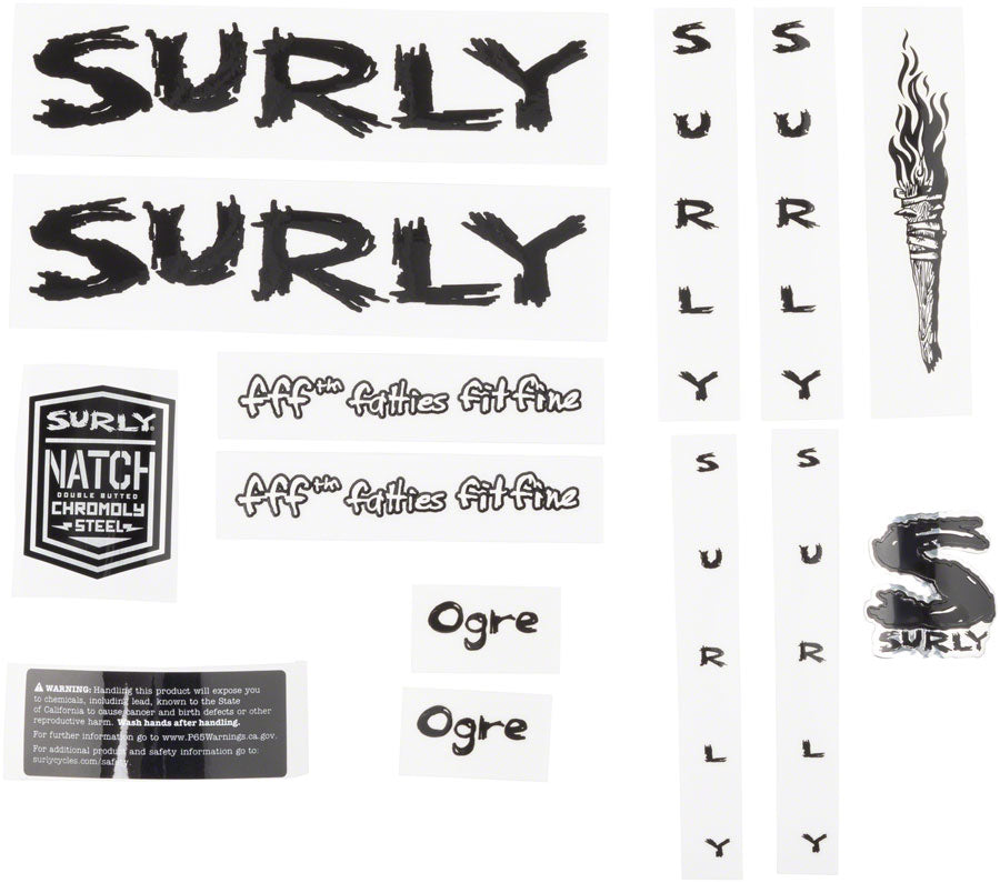 Surly Ogre Frame Decal Set - Black with Torch-Goodwynn'sGoodwynn's