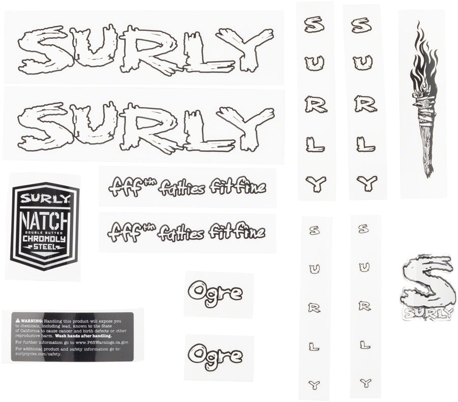 Surly Ogre Frame Decal Set - White with Torch-Goodwynn'sGoodwynn's