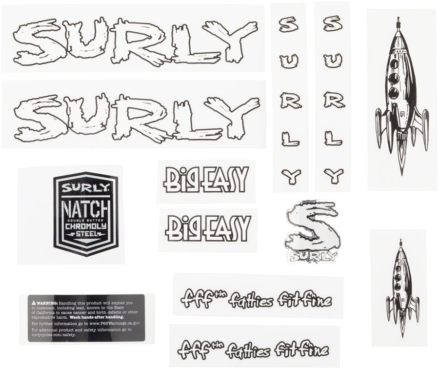 Surly Big Easy Frame Decal Set - White with Rocket-Goodwynn'sGoodwynn's