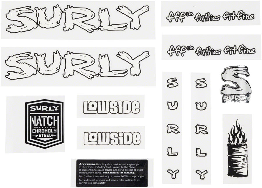Surly Lowside Frame Decal Set - White-Goodwynn'sGoodwynn's