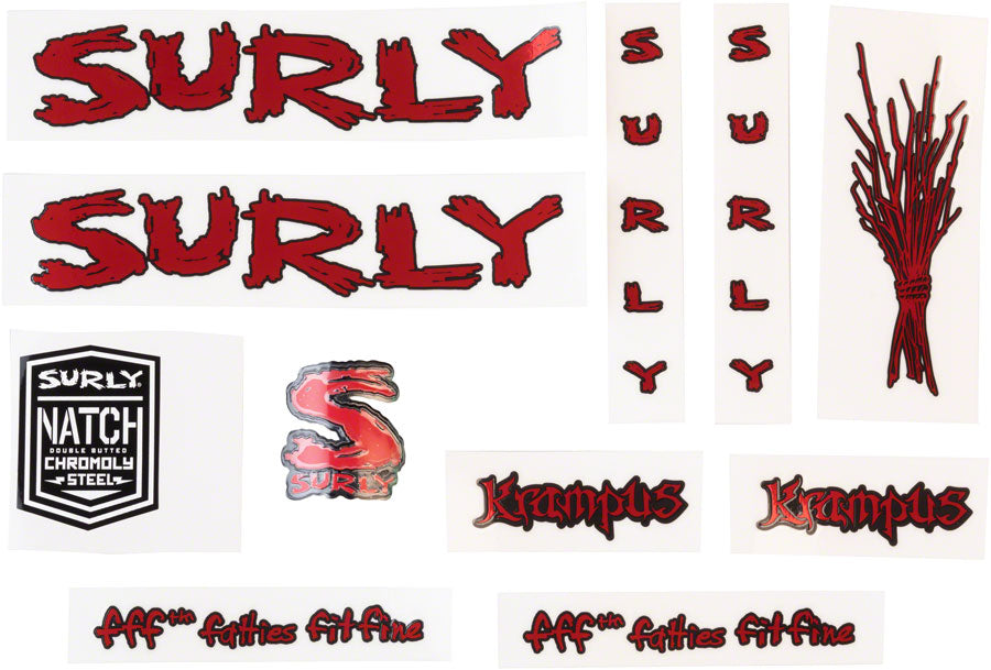 Surly Krampus Frame Decal Set - Metallic Red with Sticks-Goodwynn'sGoodwynn's