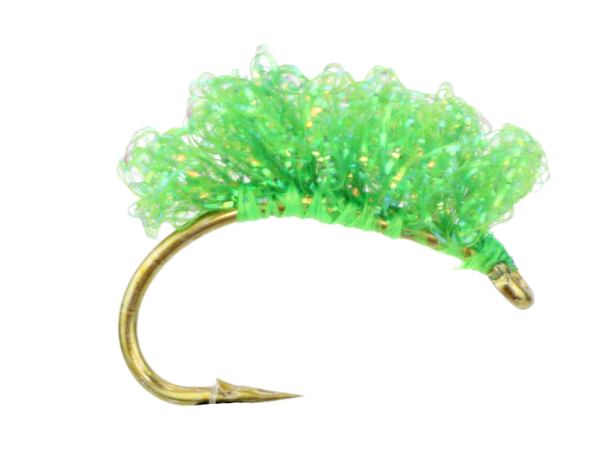 Wild Water Fly Fishing Steelhead Sucker Spawn, Metallic Green, Size 6, Qty. 4-Goodwynn'sGoodwynn's