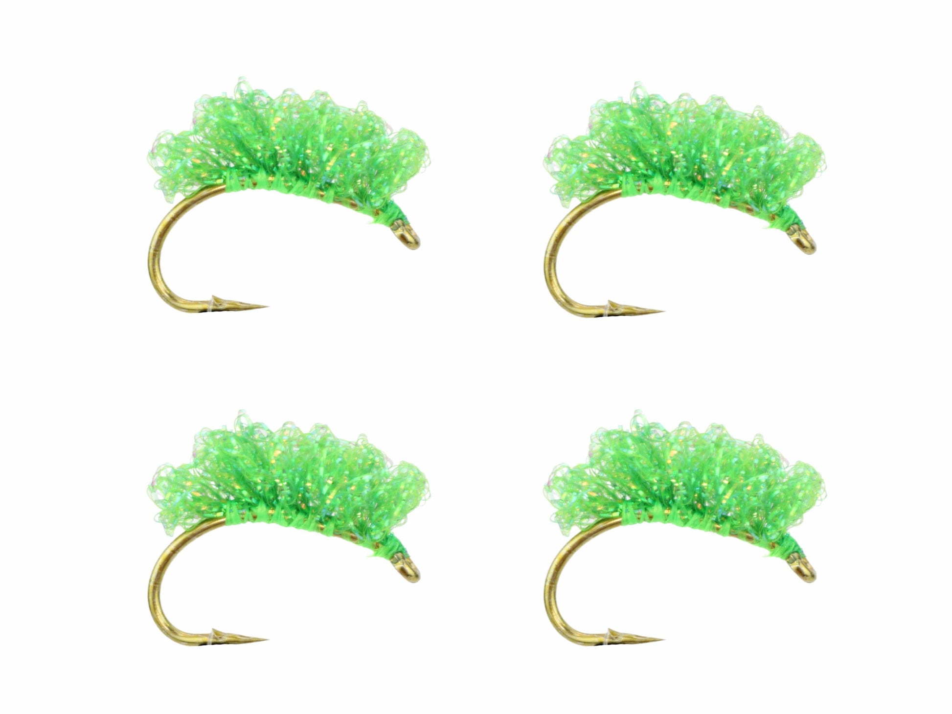 Wild Water Fly Fishing Steelhead Sucker Spawn, Metallic Green, Size 6, Qty. 4-Goodwynn'sGoodwynn's