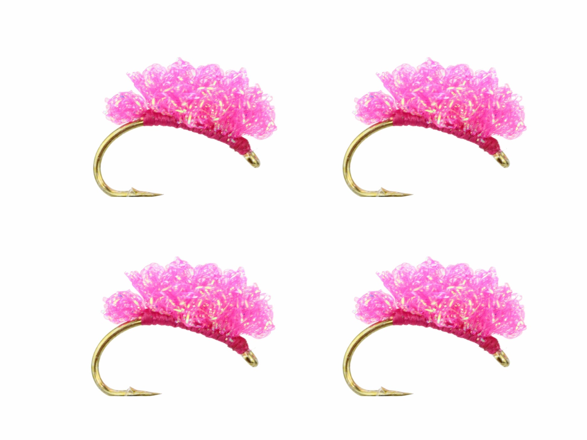 Wild Water Fly Fishing Steelhead Sucker Spawn, Metallic Pink, Size 6, Qty. 4-Goodwynn'sGoodwynn's