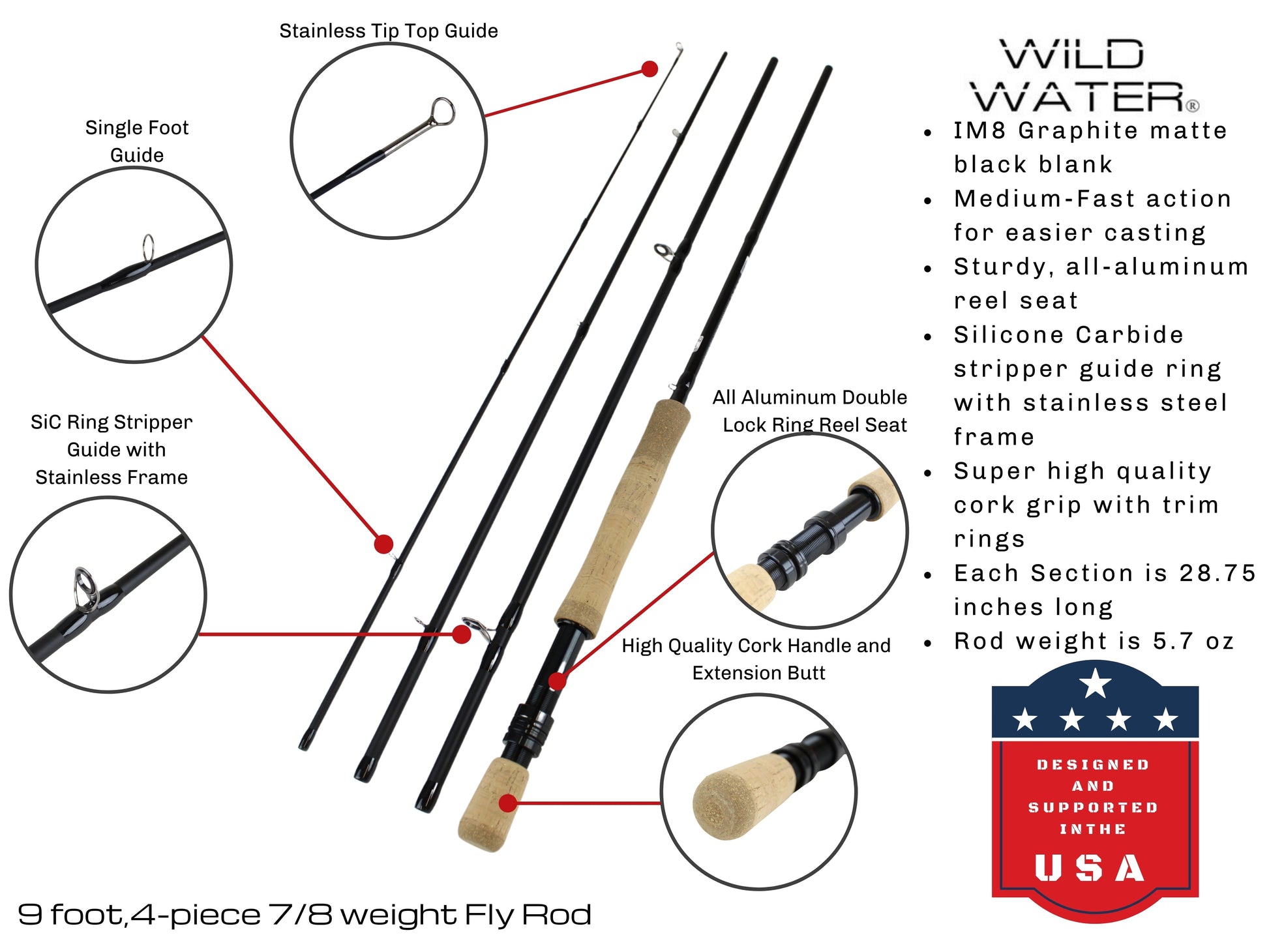 Wild Water Fly Fishing Kit, 9' 7/8 Weight Rod and Reel Package-Goodwynn'sGoodwynn's