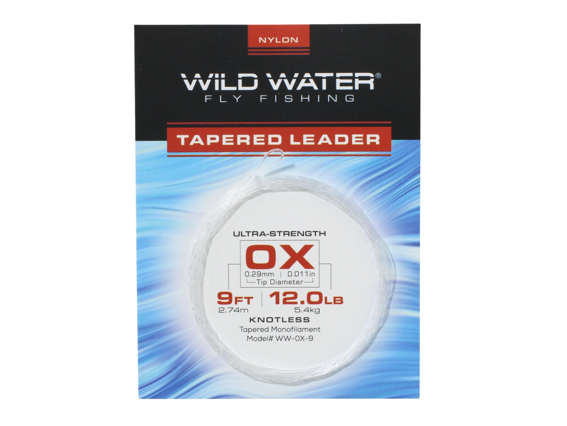 Wild Water Fly Fishing 9' Tapered Monofilament Leader 0X, 6 Pack-Goodwynn'sGoodwynn's