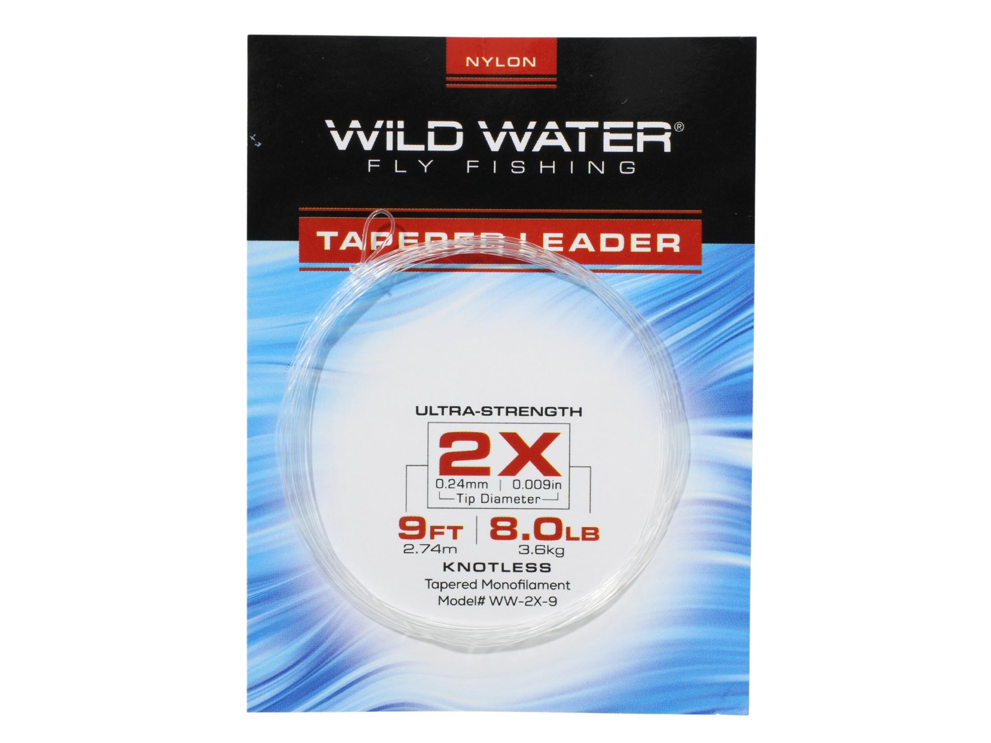 Wild Water Fly Fishing 9' Tapered Monofilament Leader 2X, 6 Pack-Goodwynn'sGoodwynn's
