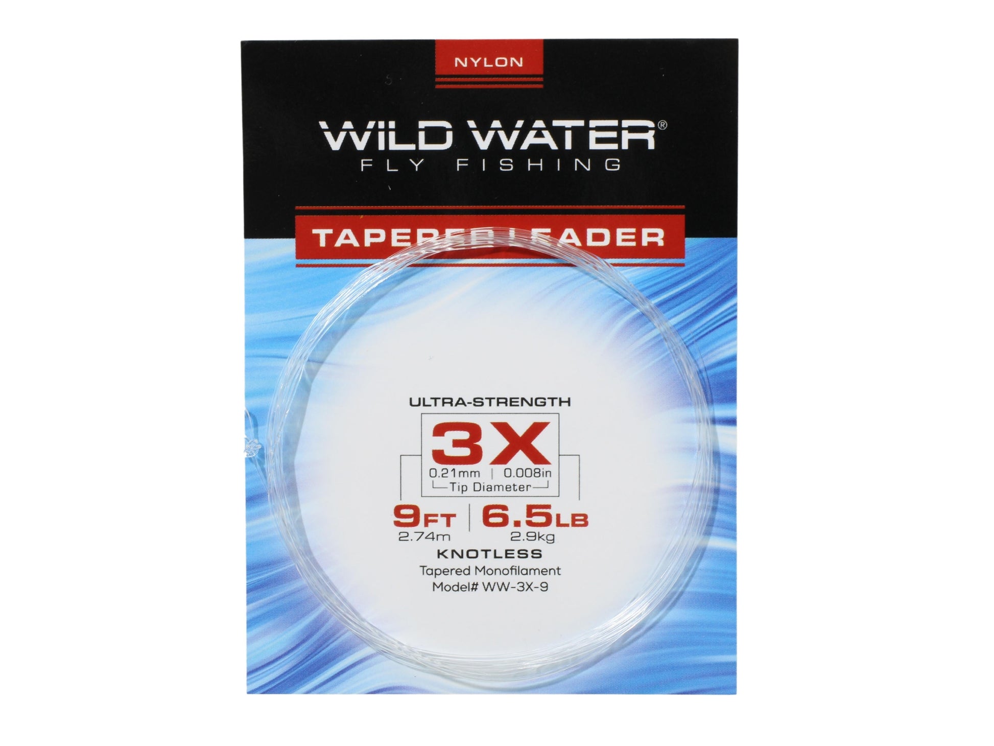 Wild Water Fly Fishing 9' Tapered Monofilament Leader 3X, 6 Pack-Goodwynn'sGoodwynn's
