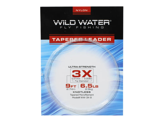Wild Water Fly Fishing 9' Tapered Monofilament Leader 3X, 6 Pack-Goodwynn's