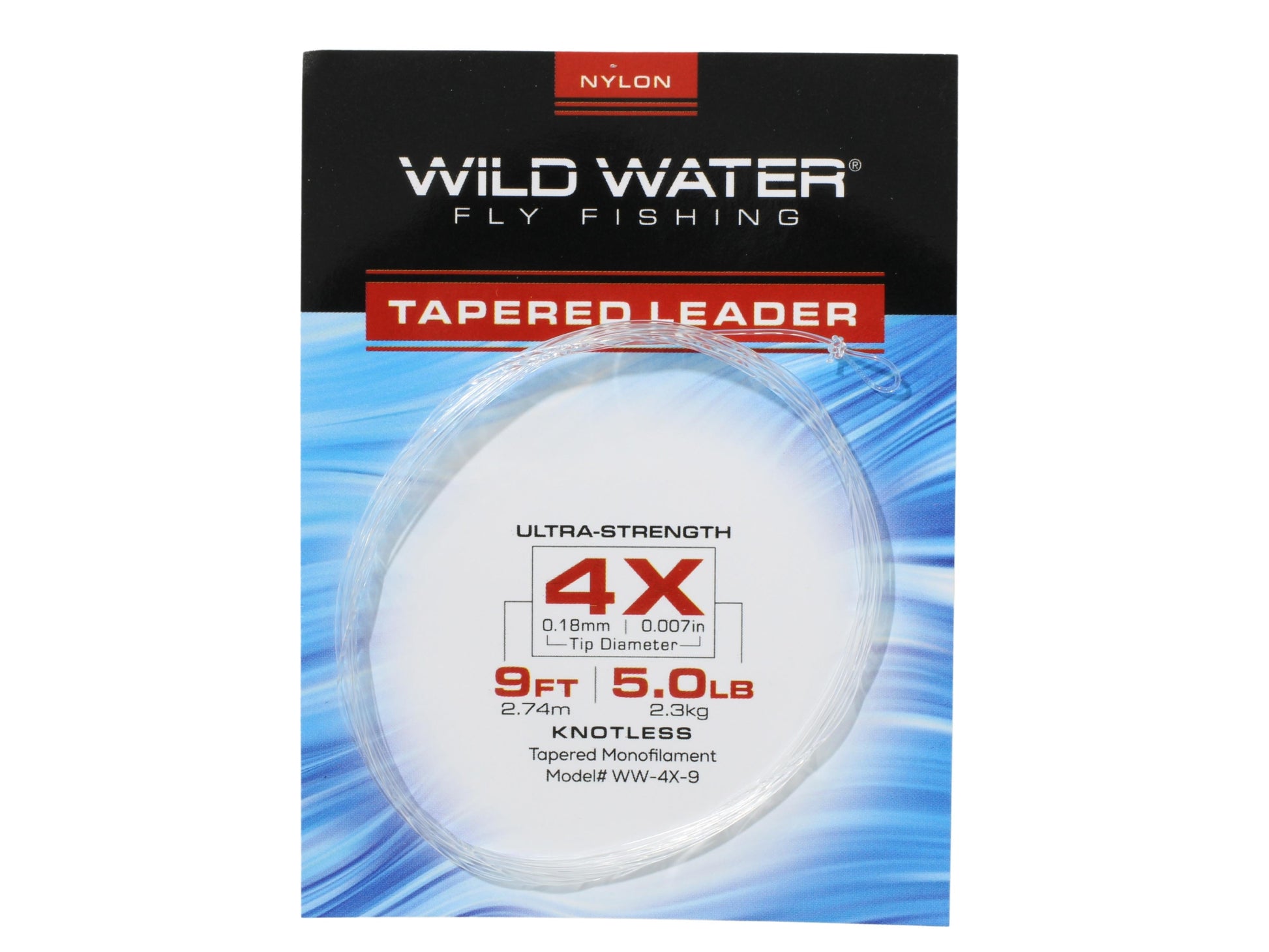 Wild Water Fly Fishing 9' Tapered Monofilament Leader 4X, 6 Pack-Goodwynn'sGoodwynn's