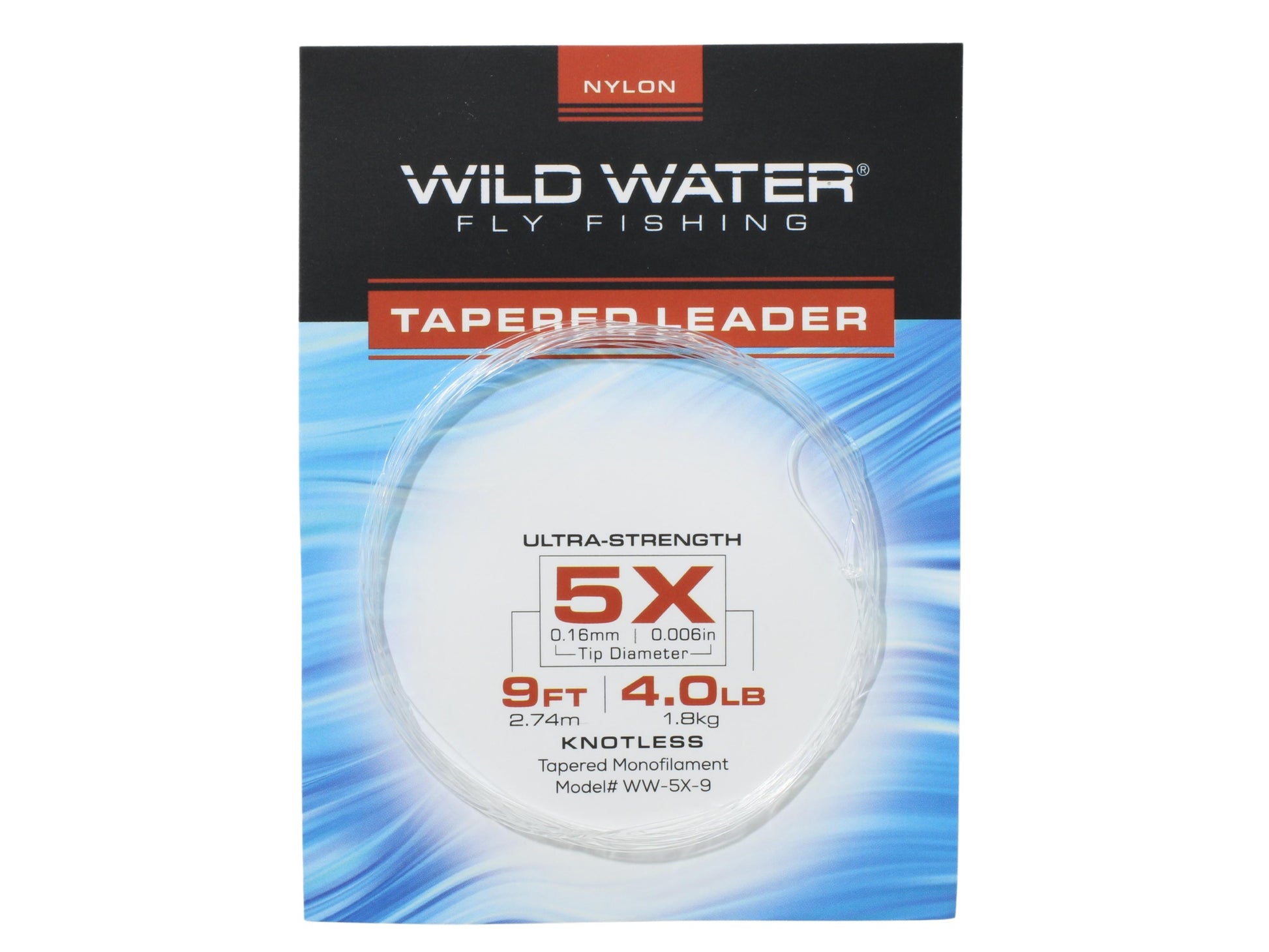 Wild Water Fly Fishing 9' Tapered Monofilament Leader 5X, 6 Pack-Goodwynn'sGoodwynn's