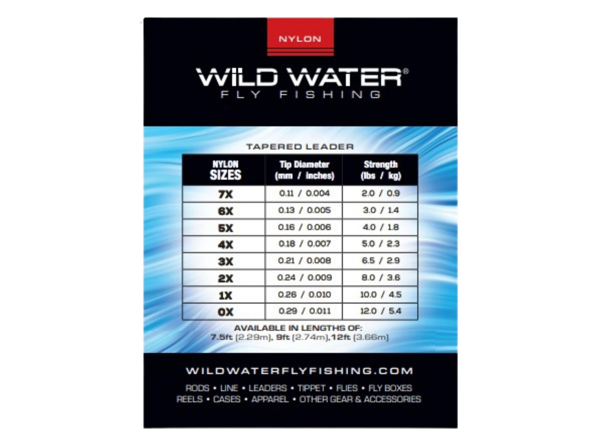 Wild Water Fly Fishing 9' Tapered Monofilament Leader 0X, 6 Pack-Goodwynn'sGoodwynn's