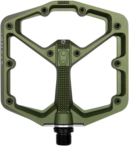 Crank Brothers Stamp 7 Pedals - Platform Aluminum 9/16" Dark Camo Green Large-Goodwynn's