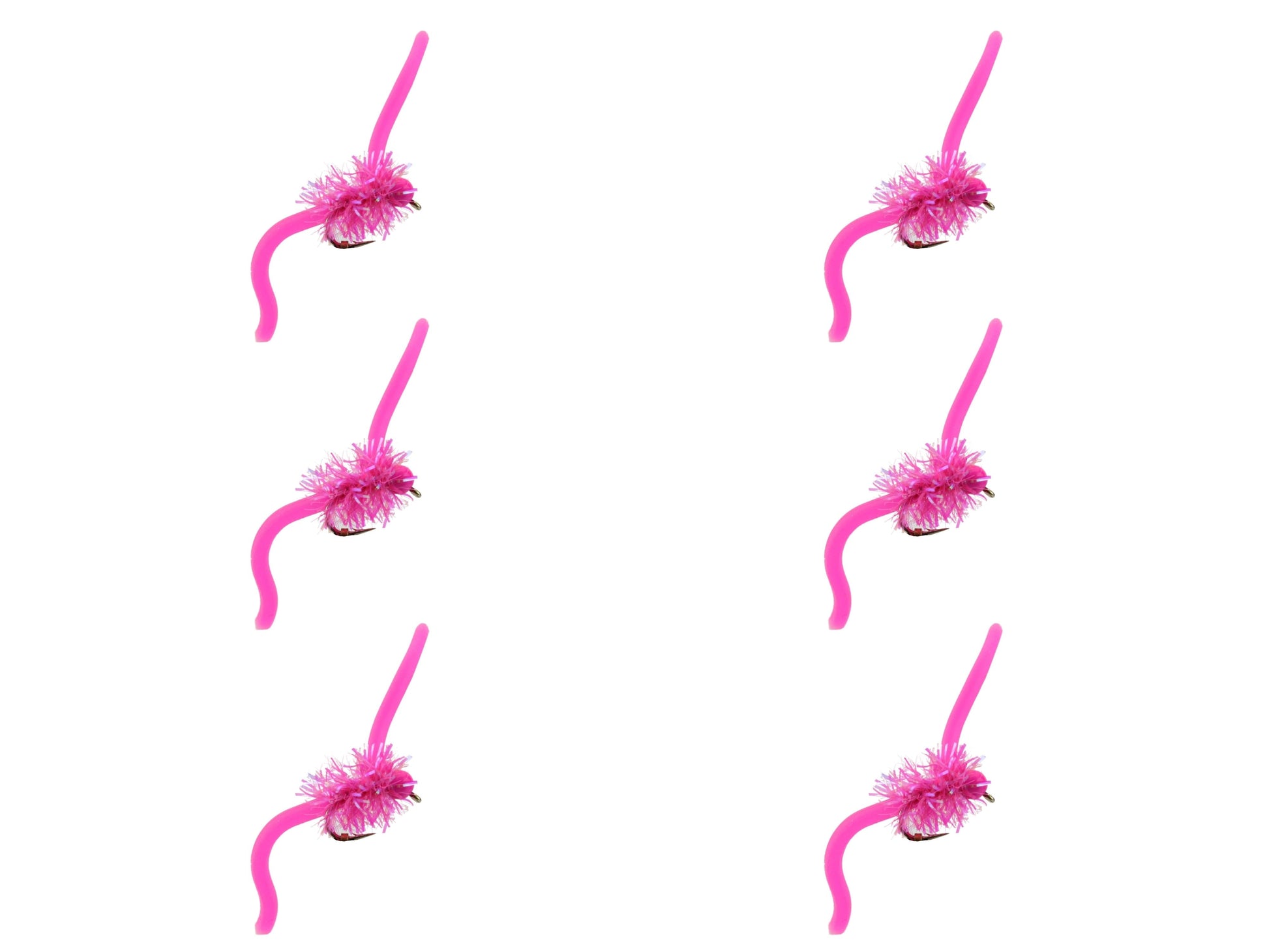 Wild Water Fly Fishing Tungsten Bead Head Pink Squirmy Worm 2.0, Size 12, Qty. 6-Goodwynn'sGoodwynn's