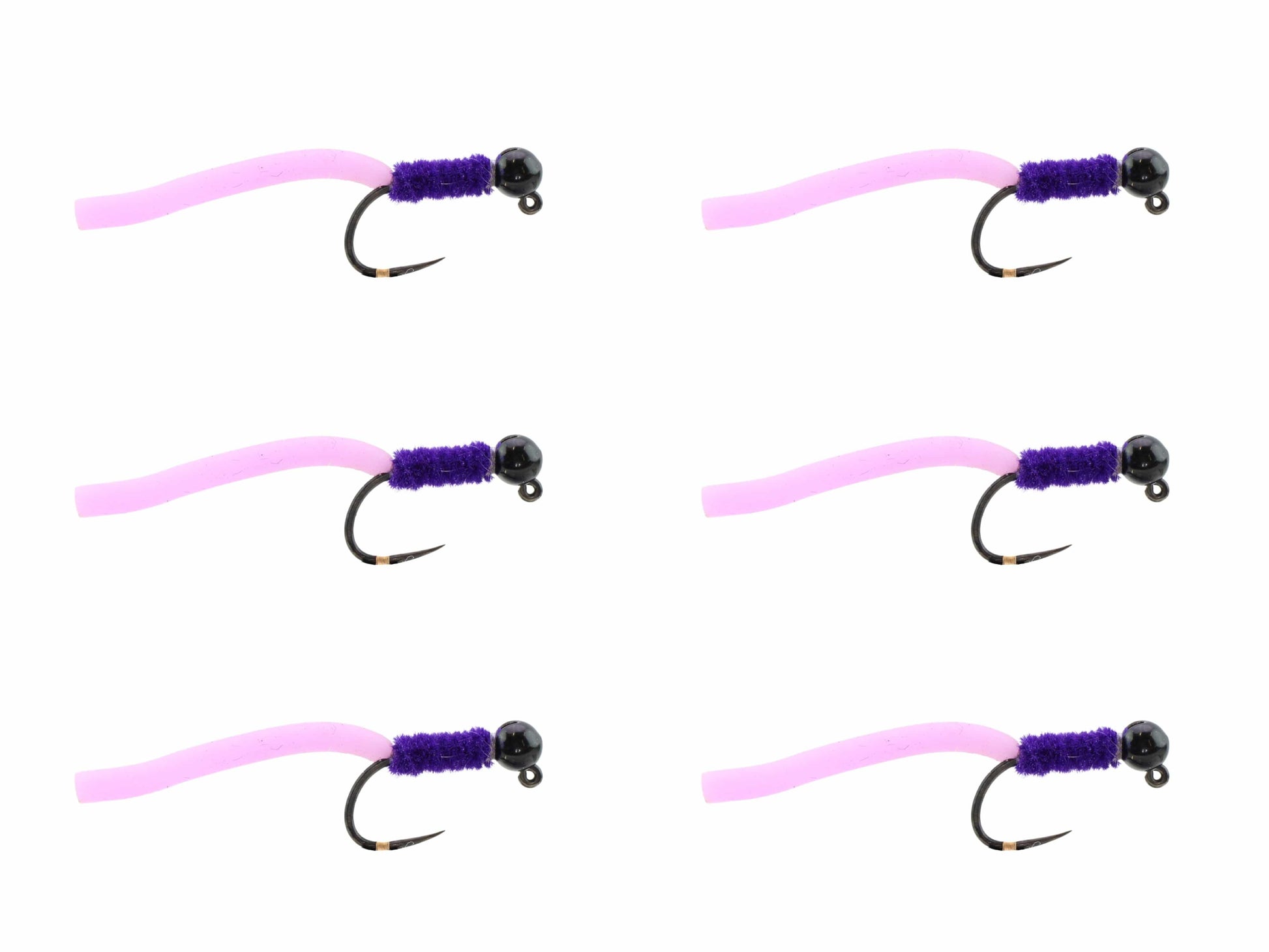 Wild Water Fly Fishing Tungsten Bead Head Purple Squirmy Worm, Size 12, Qty. 6-Goodwynn'sGoodwynn's