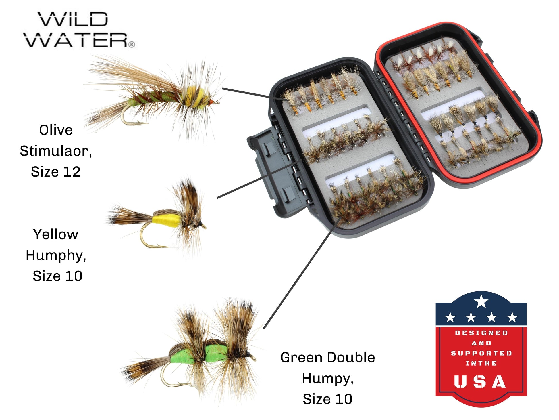 Wild Water Attractor/Trout Stimulator Fly Assortment, 42 Flies with Small Fly Box-Goodwynn'sGoodwynn's